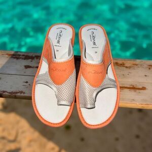 Spring Step Women's Flexus Pascalle Slide Sandal Orange Nubuck/Beige 39 US 8.5